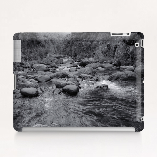 river in the forest with tree in black and white Tablet Case by Timmy333