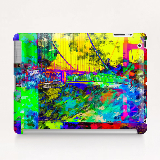 Golden Gate bridge, San Francisco, USA with colorful painting abstract background Tablet Case by Timmy333