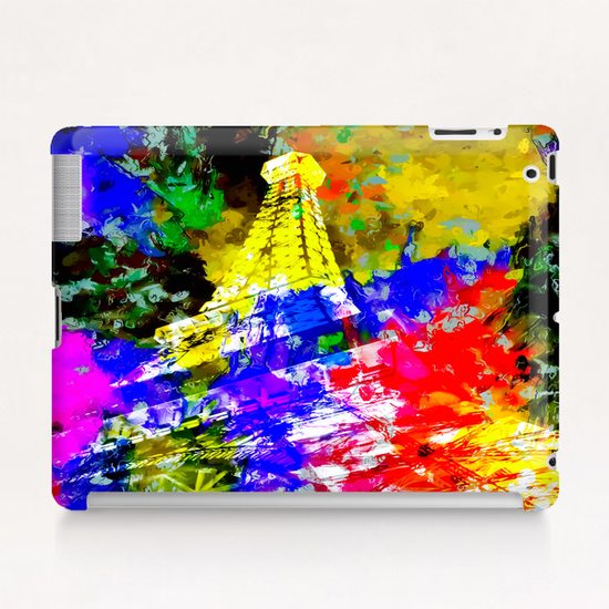 Eiffel Tower, France at night with colorful painting abstract background Tablet Case by Timmy333