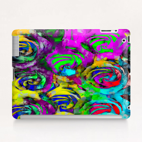 closeup rose texture pattern abstract background in pink yellow green blue Tablet Case by Timmy333