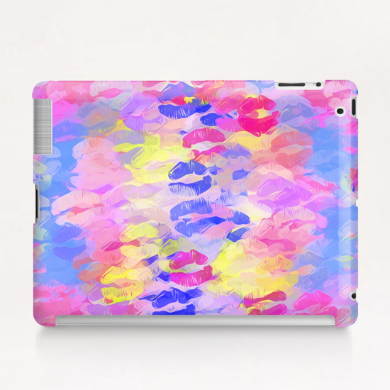 sexy kiss lipstick abstract pattern in pink blue yellow red Tablet Case by Timmy333