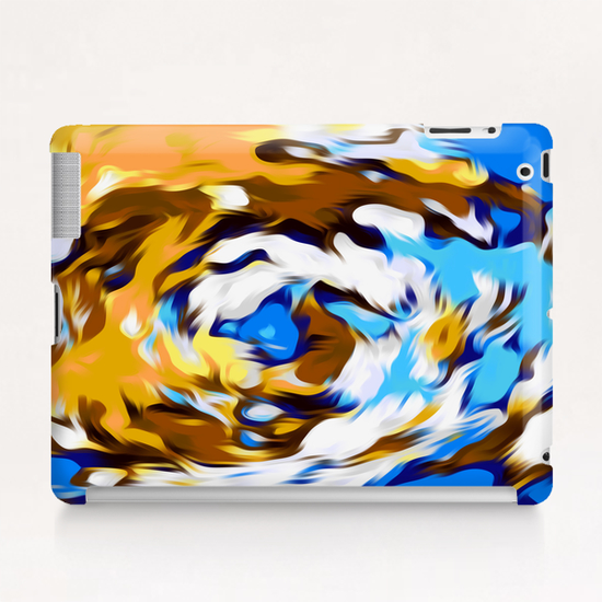 yellow brown and blue spiral painting texture abstract background Tablet Case by Timmy333