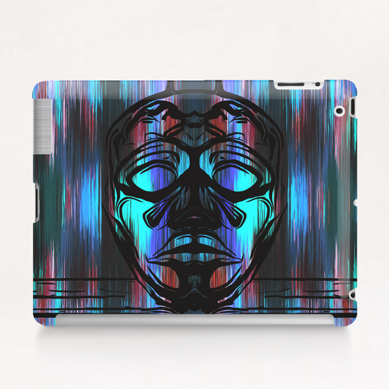 face mask with blue pink and purple background Tablet Case by Timmy333