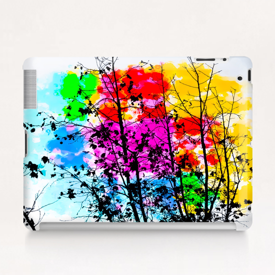 tree branch with splash painting texture abstract background in pink blue red yellow green Tablet Case by Timmy333