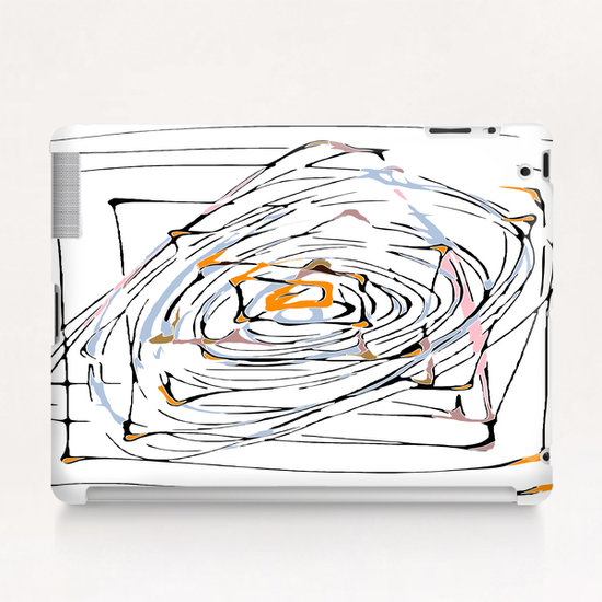 drawing square triangle and circle pattern abstract in orange blue and pink Tablet Case by Timmy333