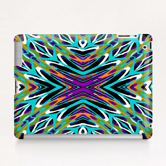 psychedelic geometric graffiti abstract pattern in green blue purple orange Tablet Case by Timmy333