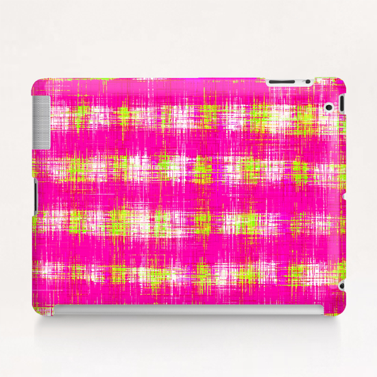 plaid pattern graffiti painting abstract in pink and yellow Tablet Case by Timmy333