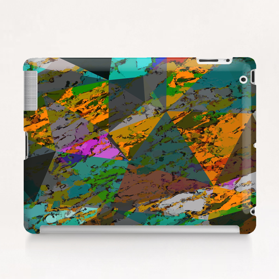 psychedelic geometric triangle pattern abstract with painting abstract background in orange green pink Tablet Case by Timmy333