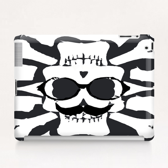 old funny skull and bone art portrait in black and white Tablet Case by Timmy333