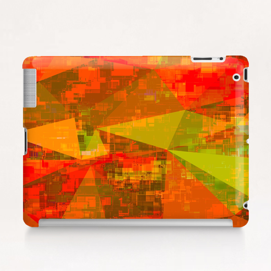 psychedelic geometric triangle pattern abstract with painting abstract background in green brown orange Tablet Case by Timmy333