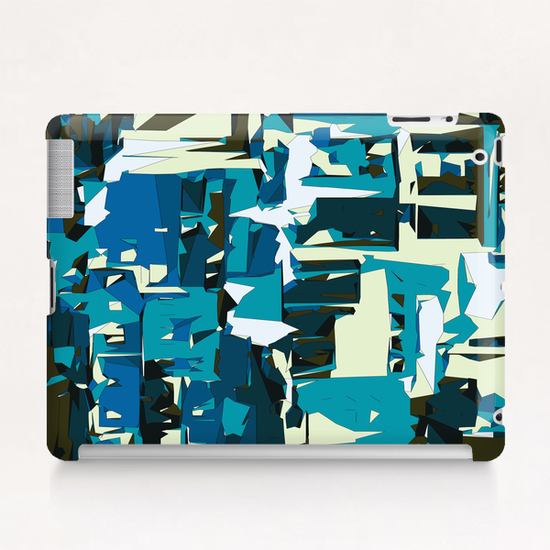 green blue yellow and dark blue painting abstract background Tablet Case by Timmy333