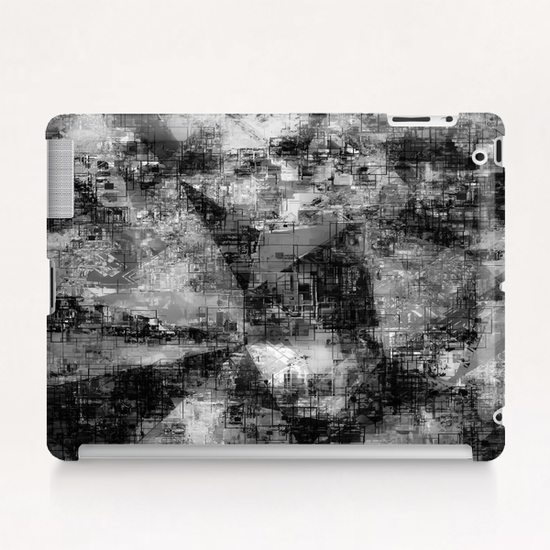 psychedelic geometric triangle pattern abstract background in black and white Tablet Case by Timmy333