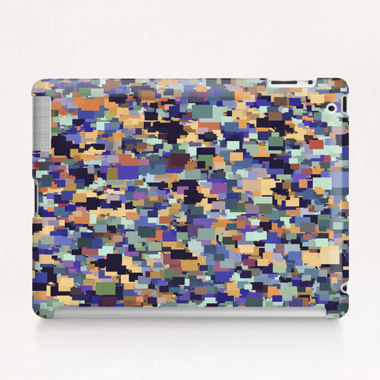 vintage geometric square pixel pattern abstract in purple blue brown Tablet Case by Timmy333