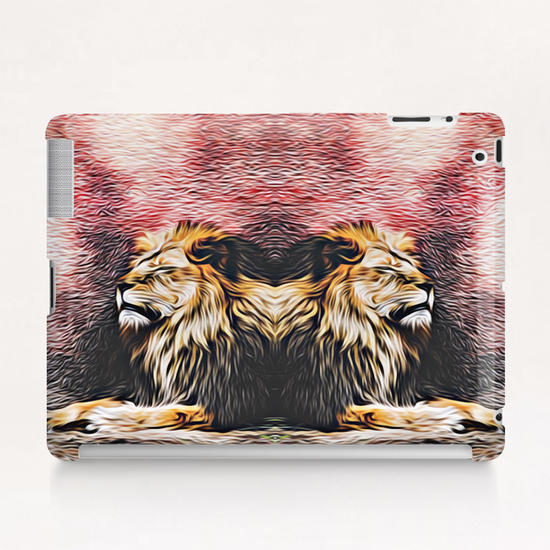 lions sleeping with red background Tablet Case by Timmy333