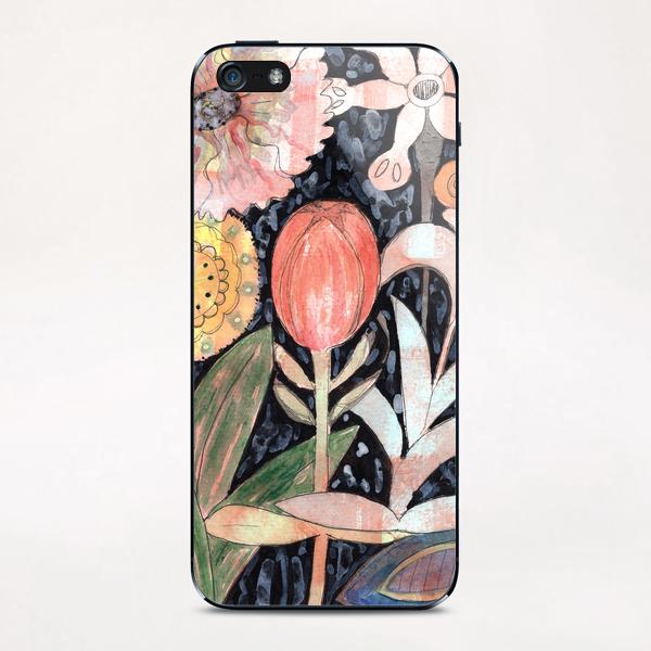 Mixed Flowers with Tulip on Black  iPhone & iPod Skin by Heidi Capitaine