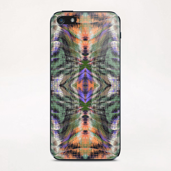 geometric symmetry pattern abstract background in green purple orange iPhone & iPod Skin by Timmy333