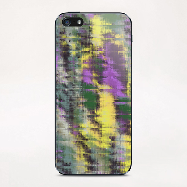 psychedelic geometric abstract pattern in green yellow purple iPhone & iPod Skin by Timmy333