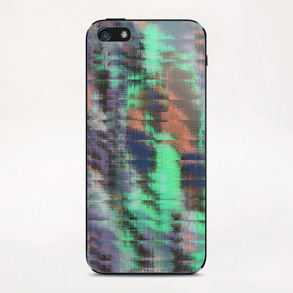 psychedelic geometric abstract pattern in green purple pink iPhone & iPod Skin by Timmy333