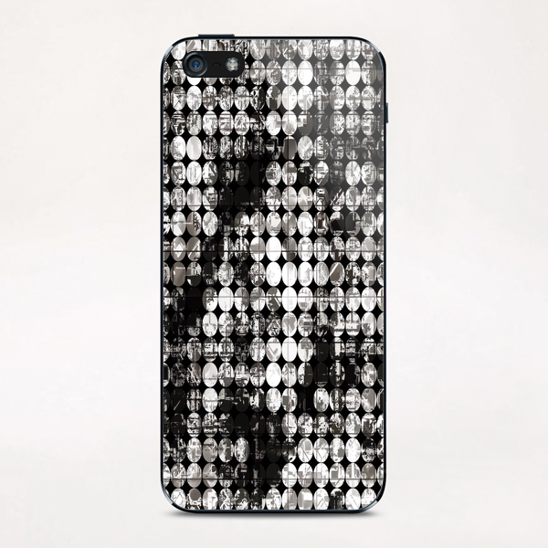 vintage psychedelic circle pattern painting abstract background in black and white iPhone & iPod Skin by Timmy333