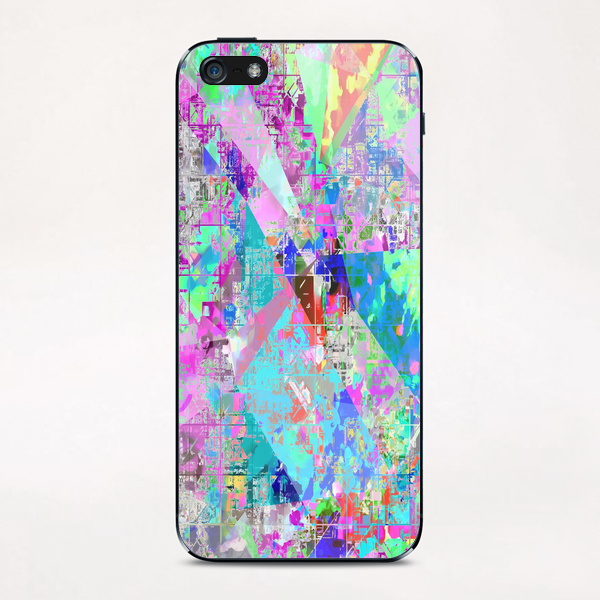 psychedelic geometric triangle polygon pattern abstract background in pink blue green purple iPhone & iPod Skin by Timmy333