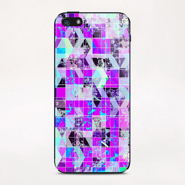 geometric square pattern abstract in purple blue iPhone & iPod Skin by Timmy333