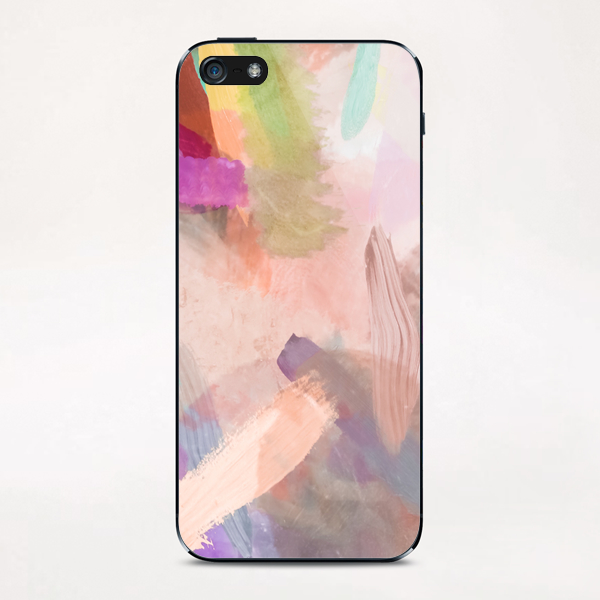 brush painting texture abstract background in pink purple yellow green iPhone & iPod Skin by Timmy333