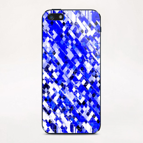 geometric square pixel pattern abstract background in blue iPhone & iPod Skin by Timmy333