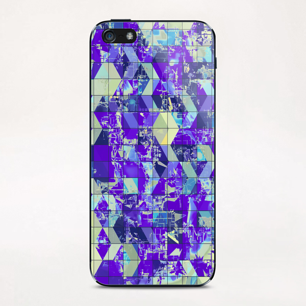 geometric square and triangle pattern abstract in purple and blue iPhone & iPod Skin by Timmy333