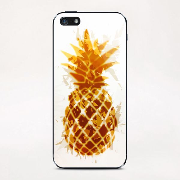 pineapple in brown and yellow with geometric triangle pattern abstract iPhone & iPod Skin by Timmy333