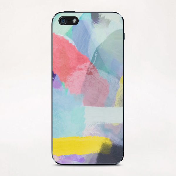 brush painting texture abstract background in pink blue yellow iPhone & iPod Skin by Timmy333