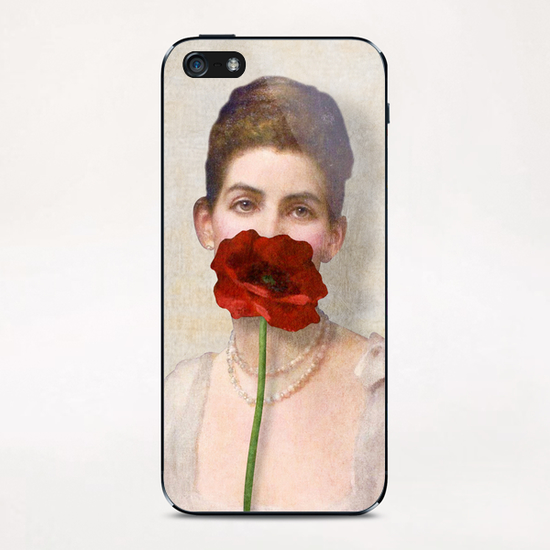 Girl with Red Poppy Flower iPhone & iPod Skin by DVerissimo