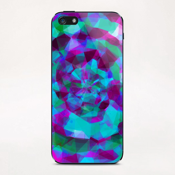 psychedelic geometric polygon pattern abstract in pink purple blue iPhone & iPod Skin by Timmy333