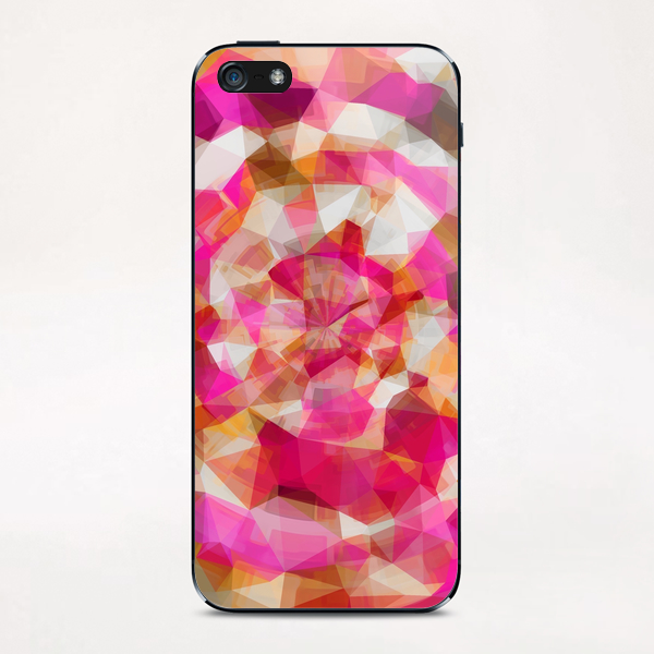 geometric polygon abstract pattern in pink orange brown iPhone & iPod Skin by Timmy333