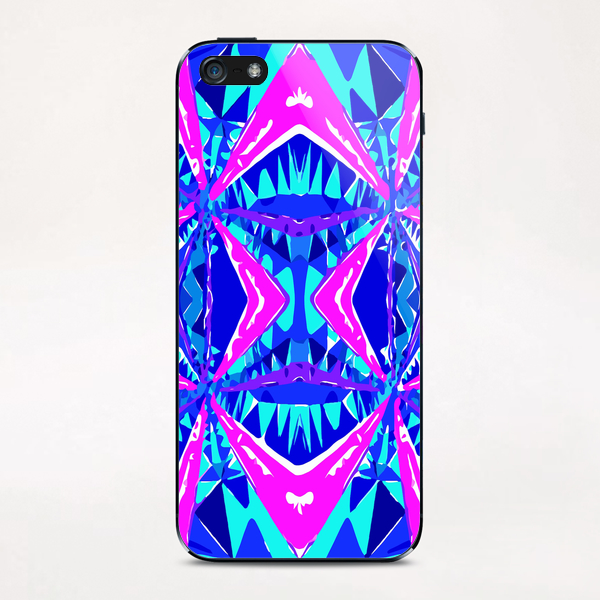 psychedelic geometric abstract pattern background in blue pink purple iPhone & iPod Skin by Timmy333