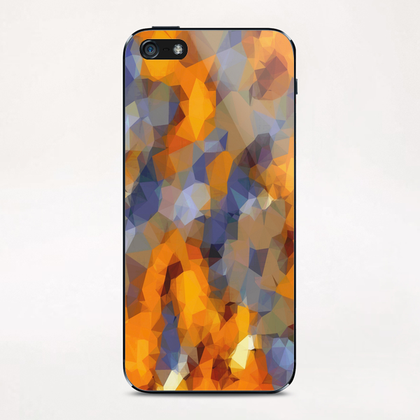 psychedelic geometric polygon abstract pattern in orange brown blue iPhone & iPod Skin by Timmy333