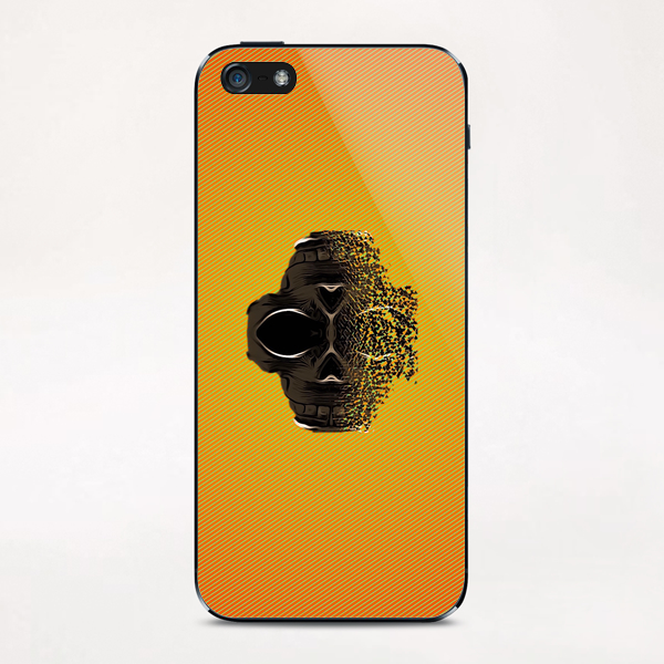 fractal black skull portrait with orange abstract background iPhone & iPod Skin by Timmy333