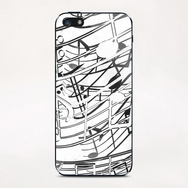 music note sign pattern abstract background in black and white iPhone & iPod Skin by Timmy333