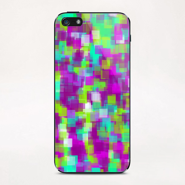 green and purple square pattern abstract background iPhone & iPod Skin by Timmy333