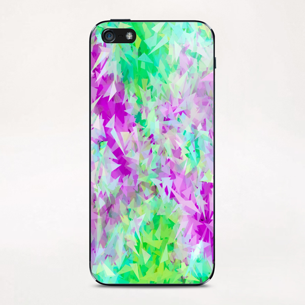 psychedelic geometric triangle abstract pattern in purple and green iPhone & iPod Skin by Timmy333