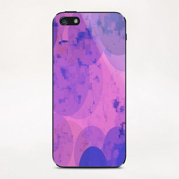 geometric circle and square pattern abstract in pink purple iPhone & iPod Skin by Timmy333