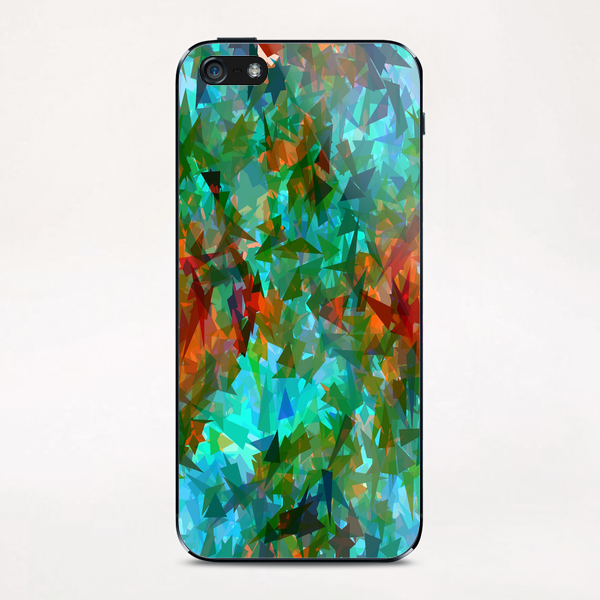 psychedelic geometric abstract pattern in green blue orange iPhone & iPod Skin by Timmy333