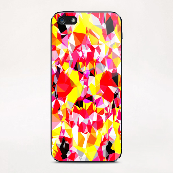 psychedelic geometric triangle polygon abstract pattern in red pink yellow iPhone & iPod Skin by Timmy333