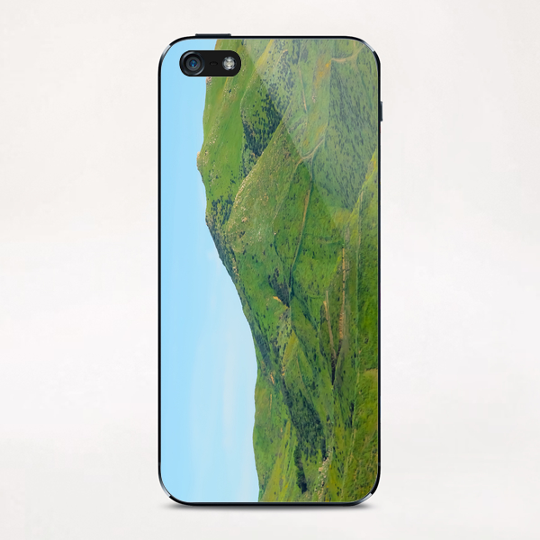 green field and green mountain with blue sky iPhone & iPod Skin by Timmy333