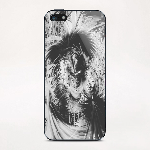 spiral palm leaves abstract background in black and white iPhone & iPod Skin by Timmy333