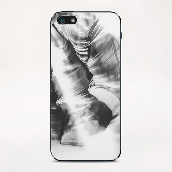 rock in the cave with sunlight at Antelope Canyon, USA in black and white iPhone & iPod Skin by Timmy333