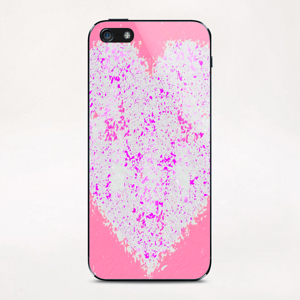 pink and white heart shape with pink background iPhone & iPod Skin by Timmy333