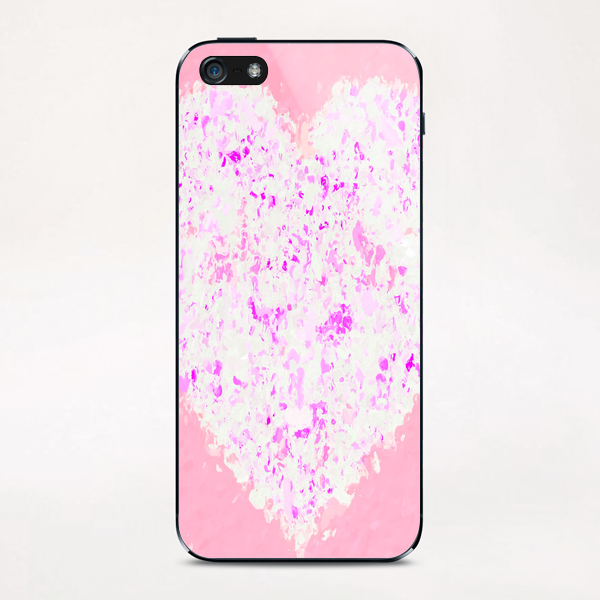 white and pink heart shape with pink background iPhone & iPod Skin by Timmy333