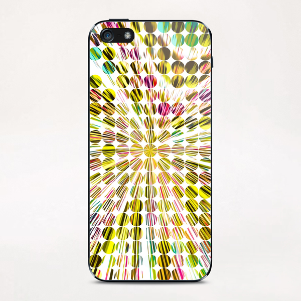 geometric circle abstract pattern in yellow pink blue iPhone & iPod Skin by Timmy333