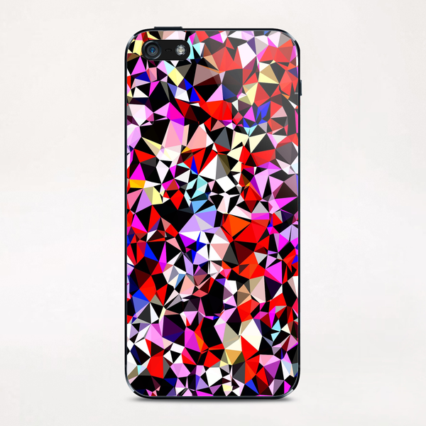 geometric triangle pattern abstract in red pink black blue iPhone & iPod Skin by Timmy333