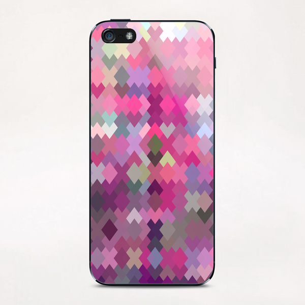 geometric square pixel pattern abstract in pink and purple iPhone & iPod Skin by Timmy333